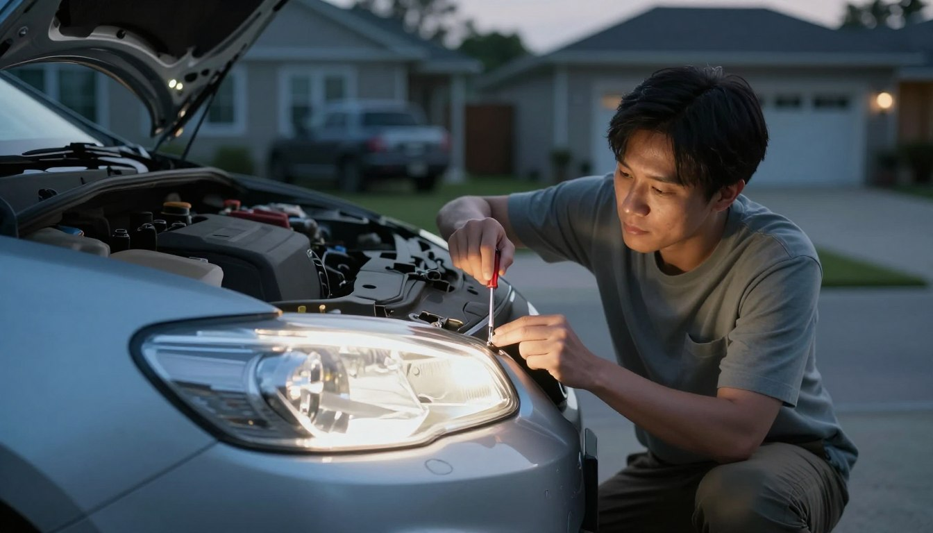 Headlight aim adjustment at home